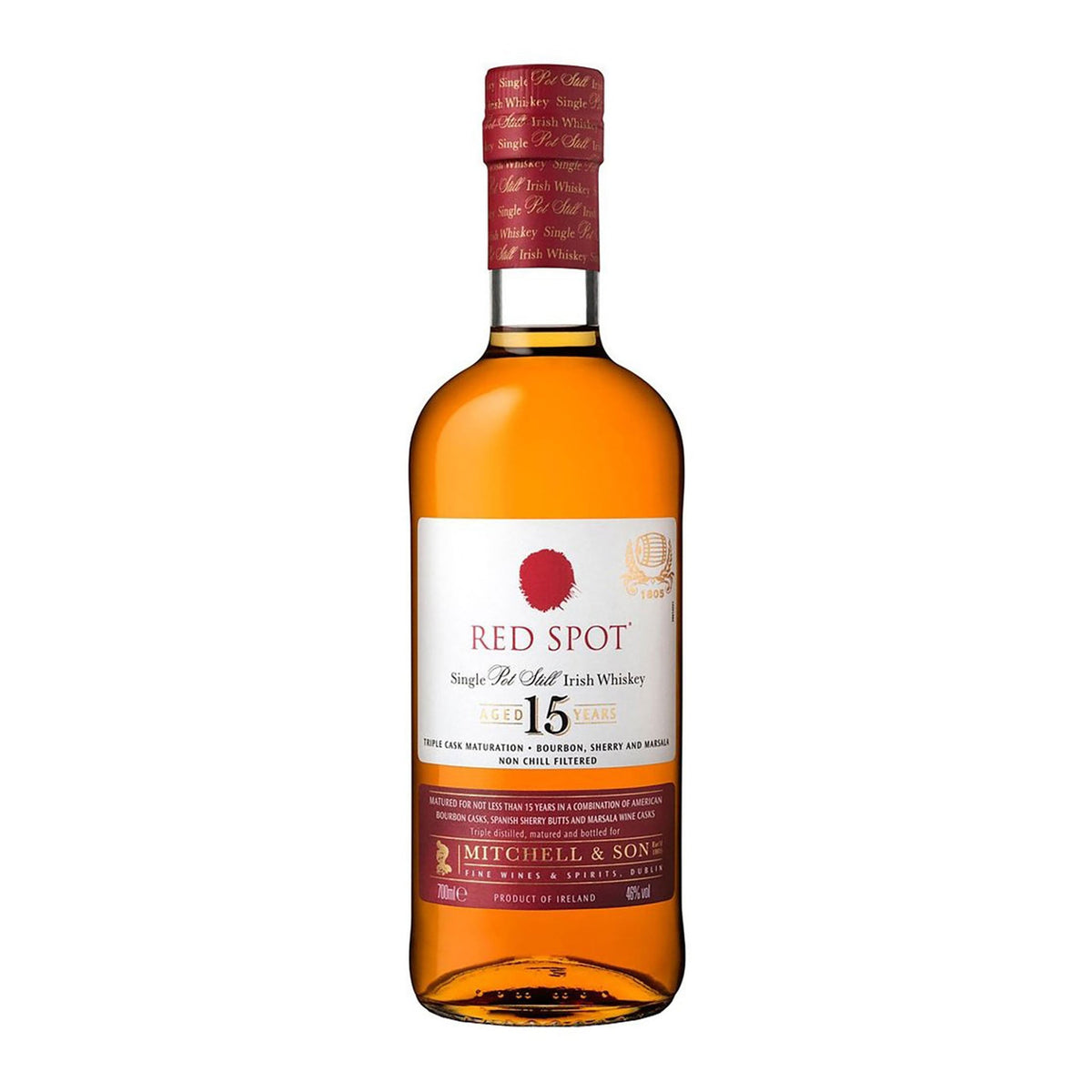 Red Spot 15 Year Old Irish Whiskey bottle
