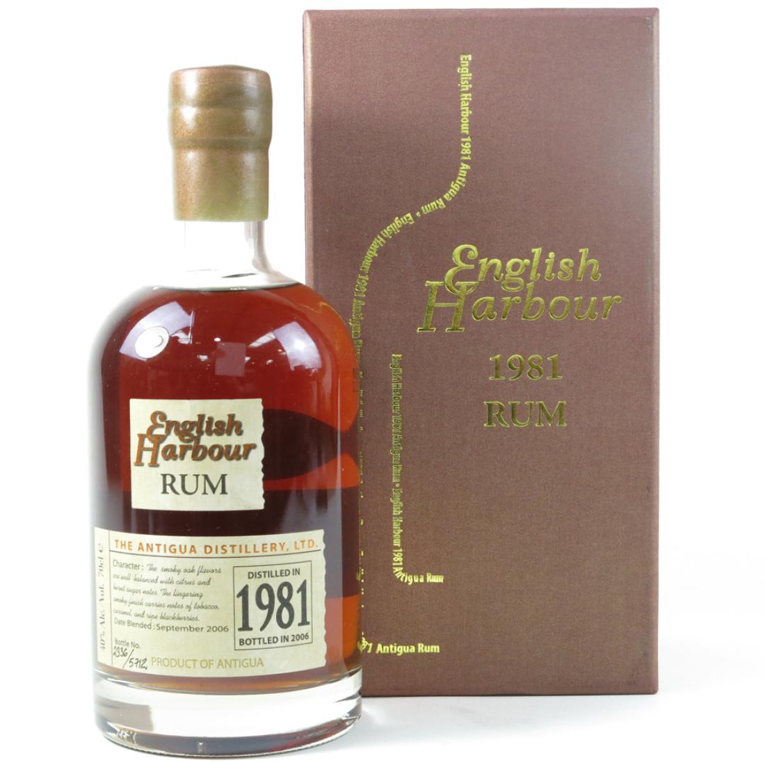English Harbour 25 Year Old 1981 Rum bottle