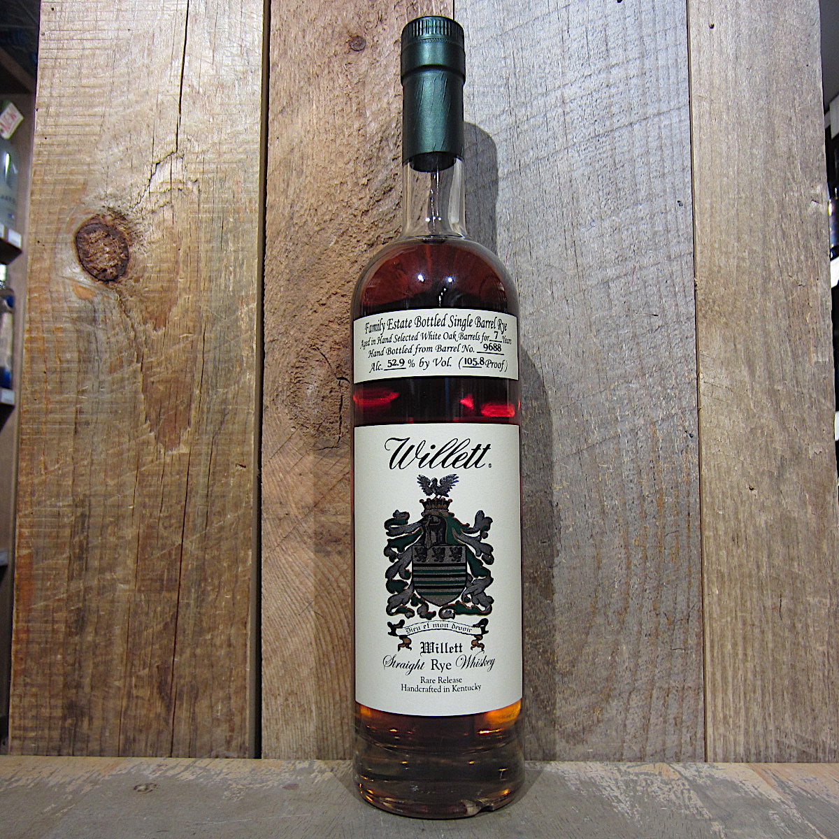 Willett Family Estate 7 Year Old Barrel 9688 Straight Rye Whiskey bottle