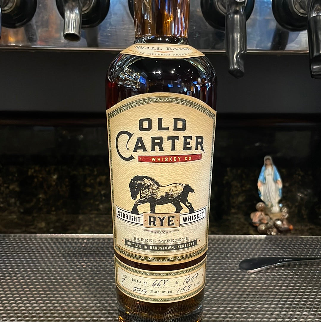 Old Carter Batch #8 Rye Whiskey bottle