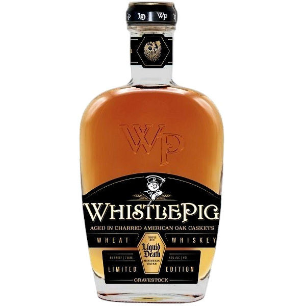 WhistlePig x Liquid Death Gravestock Wheat Whiskey Limited Edition bottle
