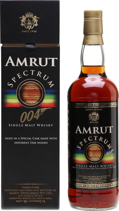 Amrut Spectrum 004 Single Malt Whisky bottle
