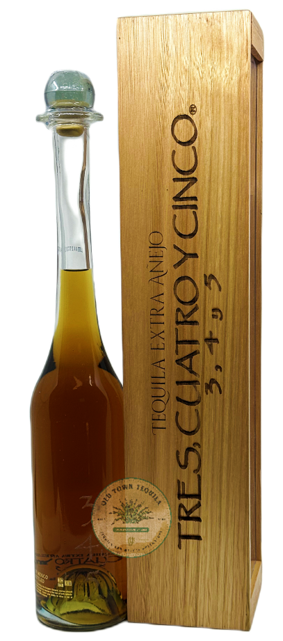 Tres Cuatro Y Cinco Extra Añejo Tequila bottle