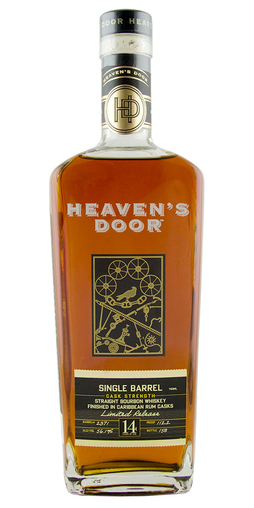Heaven's Door 14 Year Old Single Barrel Caribbean Rum Casks Finished Bourbon Whiskey bottle