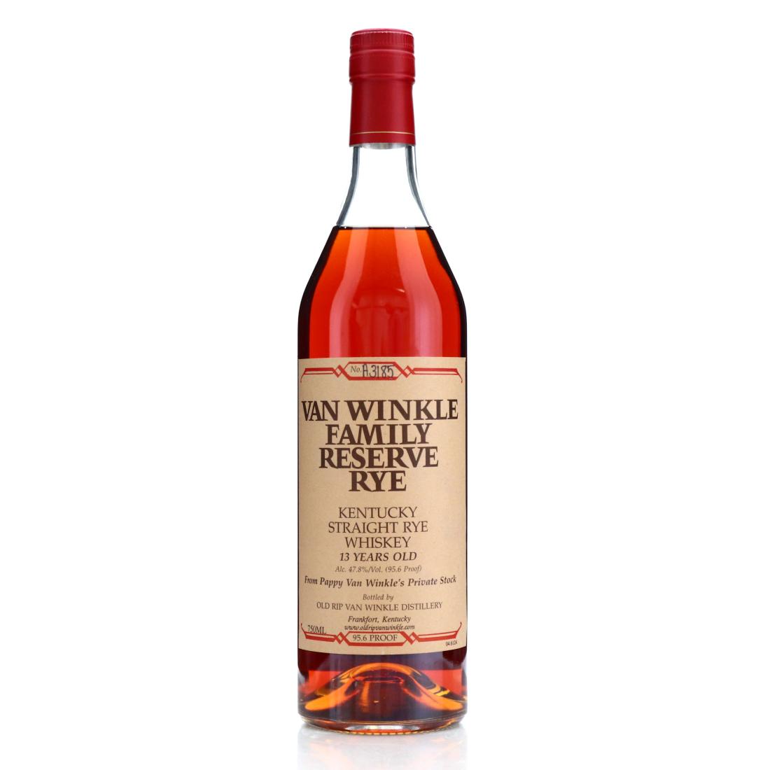 Van Winkle Family Reserve 13 Year Old Straight Rye Whiskey bottle