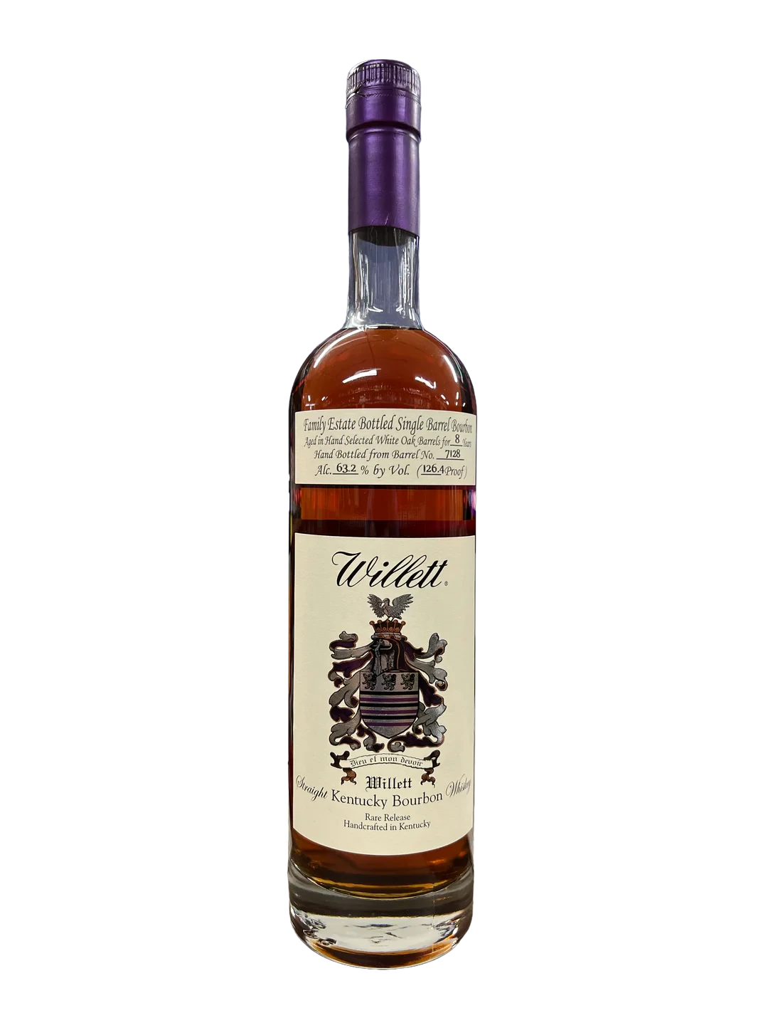 Willett Family Estate Bottled Single Barrel Bourbon Aged in White Oak Barrels for 8 Year 126.4 Proof "Don't H8 The Player" bottle