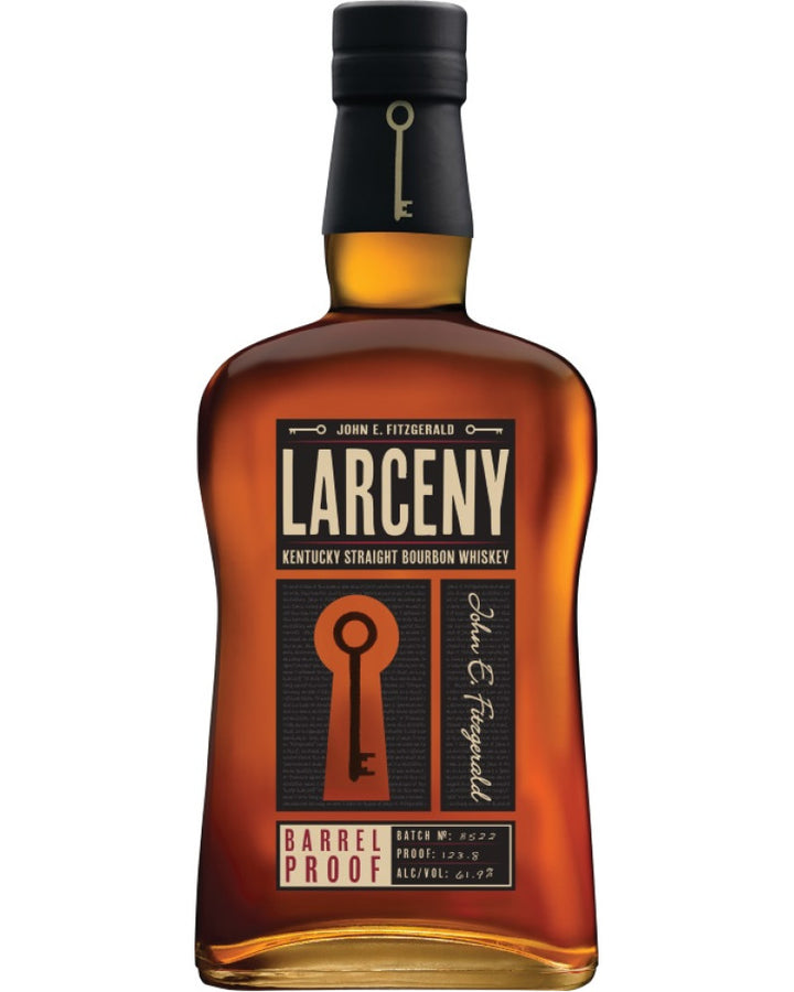 John E. Fitzgerald Larceny Barrel Proof Kentucky Straight Bourbon Whiskey bottle