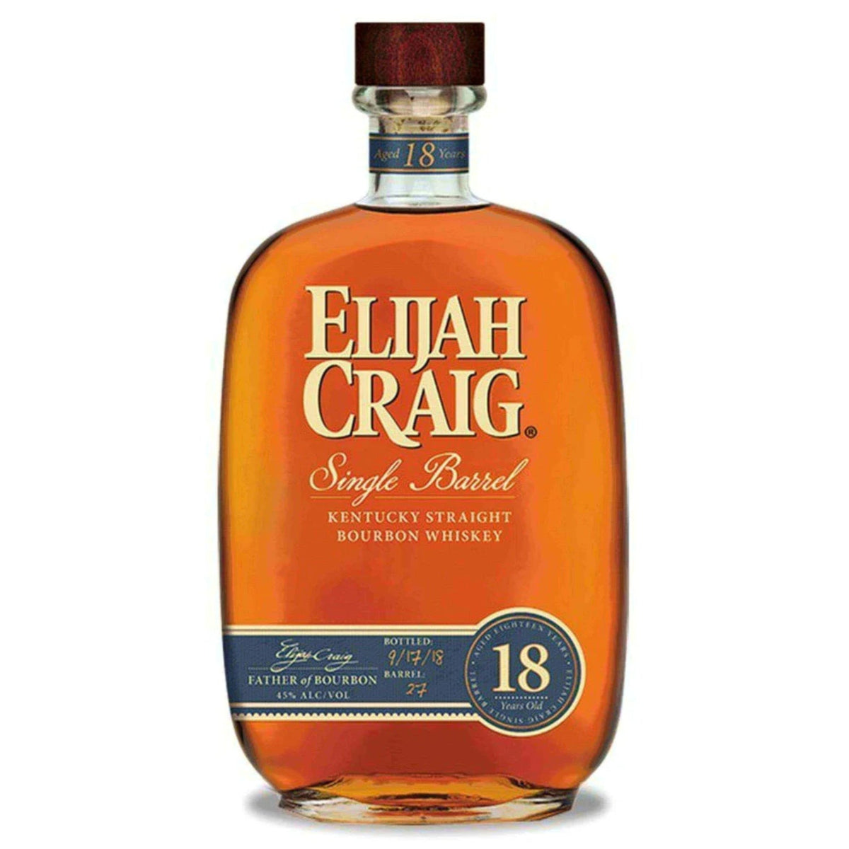 Elijah Craig Single Barrel 18 Year Old Kentucky Straight Bourbon Whiskey bottle