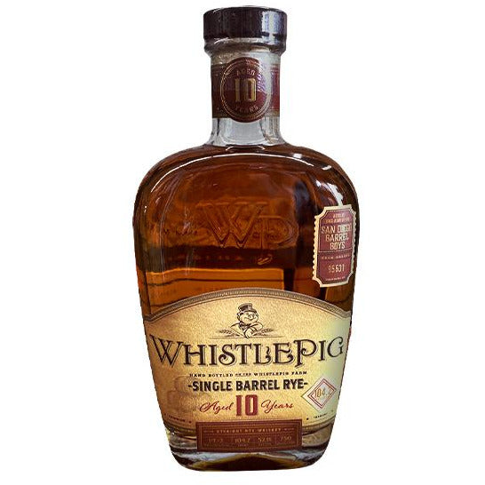 WhistlePig 10-year San Diego Barrel Boys Single Barrel Rye Whiskey 17-year #19139 bottle
