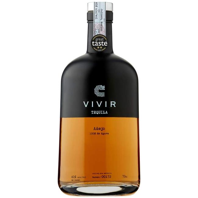 VIVIR Tequila Añejo – Award-winning Tequila Made With 100% Blue Weber Agave, Aged 18 Months In Bourbon Barrels, An Exotic Palate Of Smoky Oak, Burnt Bananas & Rich Chocolate, 70cl, 40% ABV bottle