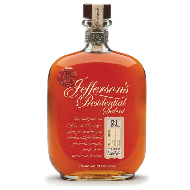 Jefferson's Presidential Select 21 Year Old Bourbon bottle