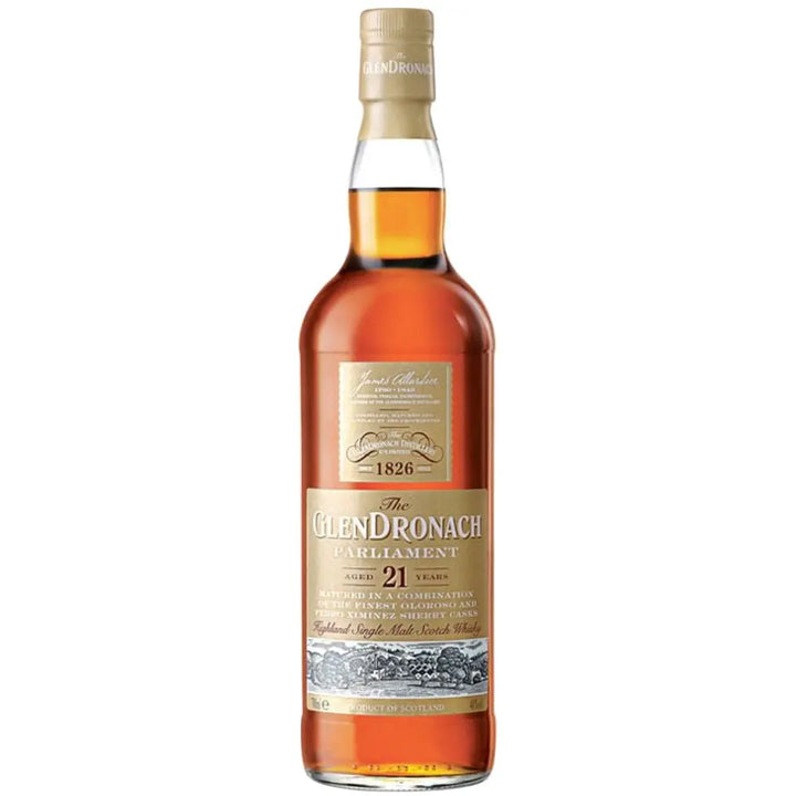 GlenDronach 21 Year Old Parliament Scotch Whisky bottle