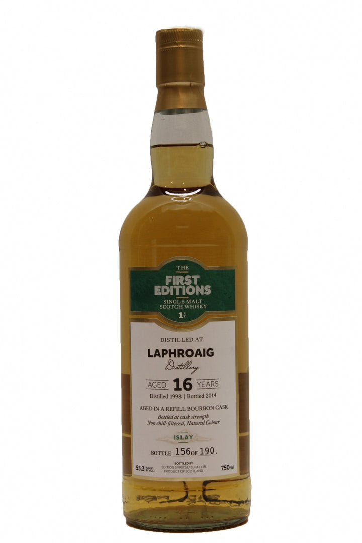The First Editions Laphroaig 16 Year Old Single Malt Cask Strength Scotch Whisky bottle