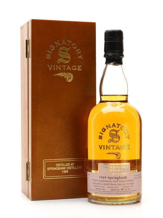 Springbank 1969 Signatory Vintage 34 Year Old Single Malt Scotch Whisky bottle