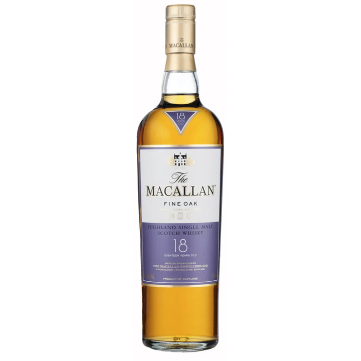 The Macallan 18 Year Old Fine Oak Scotch Single Malt Whisky bottle
